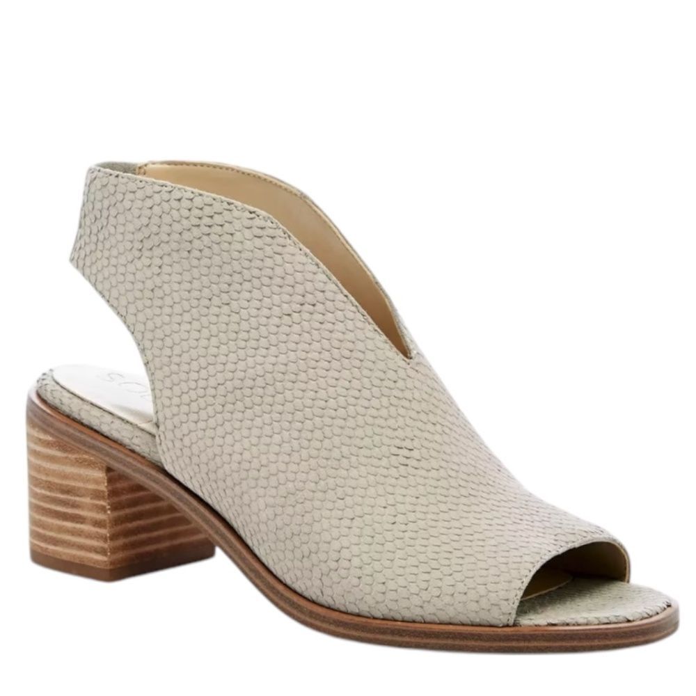 Terryn Snake Embossed Peep Toe Slingback Sandals Smoky Taupe Size 7.5 NEW